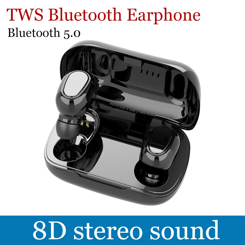 

8D Stereo Bluetooth 5.0 Earphone Wireless Sport Headset TWS Earphones HD Calling Microphone Earbuds With Charger box 300mAH