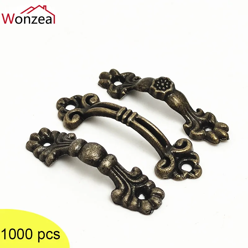 

1000pcs Cabinet Handle Zinc Alloy Knob Bronze Tone Antique Pulls Drawer Wooden Jewelry Box Furniture Hardware