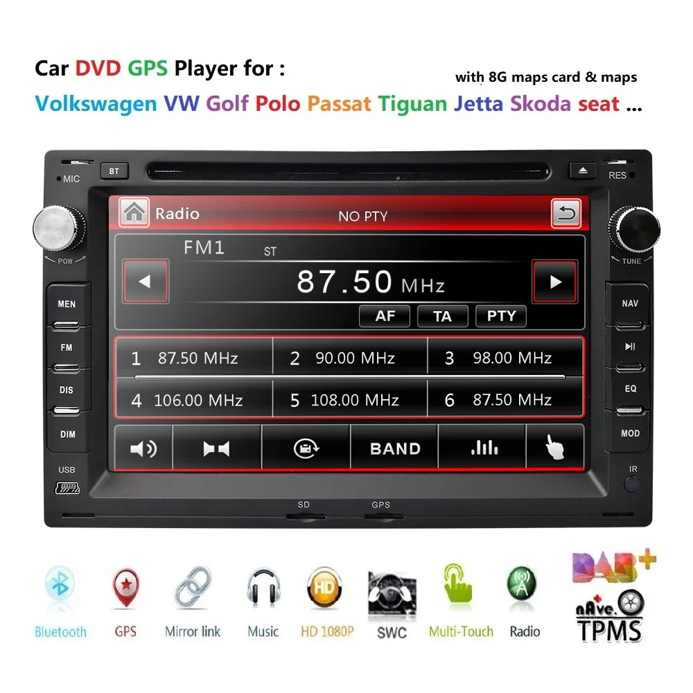 ^*Best Offers Car Multimedia Player 7inch 2din for VW B5 MK4 MK5 Golf Passat Jetta 2 DIN Car Radio DVD Player GPS Stereo BT Nav rds am fm dab+