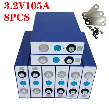 

KLUOSI 8PCS 3.2V 105Ah Battery LiFePO4 Lithium Iron Phospha Large Capacity 105000mAh for Motorcycle Electric Car Motor Batteries