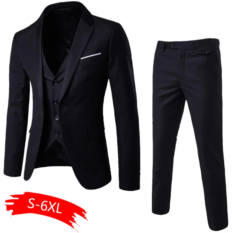 Men's Fashion Slim Suits Men's Business Casual Clothing Groomsman three-piece Suit Blazers Jacket Pants Trousers Vest Sets