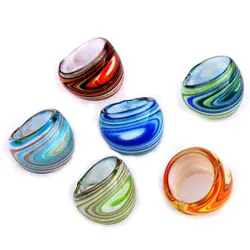6 X Glass кольца из стекла 17-19 мм многоцветные Горячие