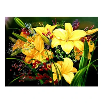 

DIY Diamond Painting Full Square Yellow Flowers Diamond Embroidery Landscape Seaside Decorations Home