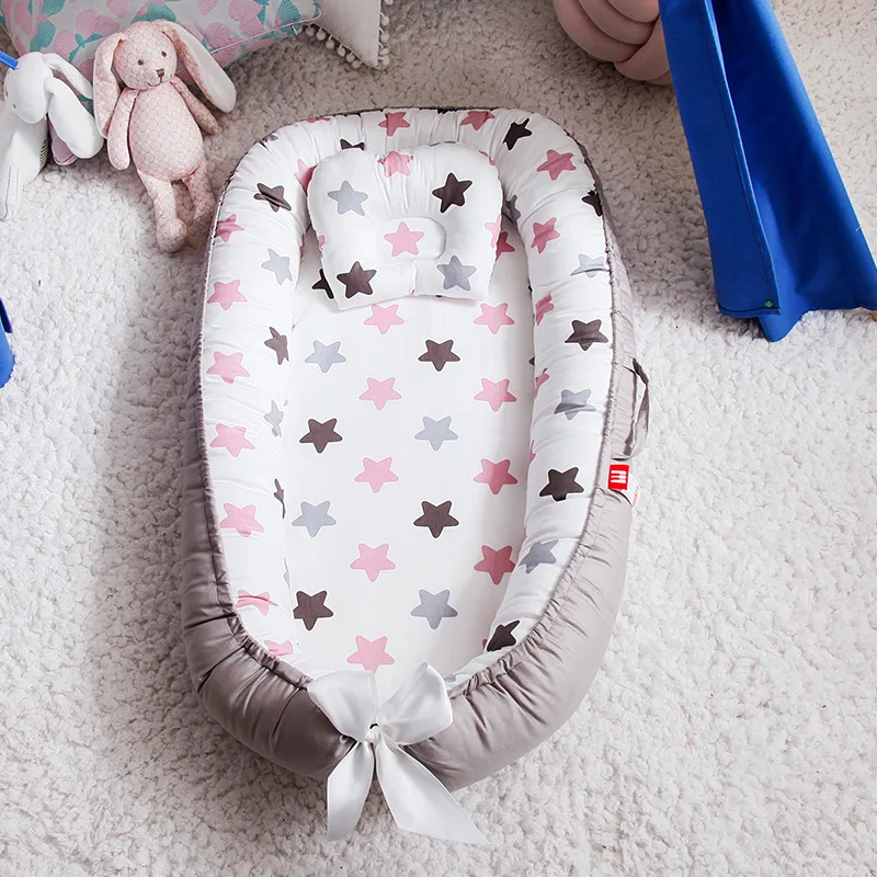 Съемный манеж для детской кроватки, кровать-гнездо для новорожденного, люлька из хлопка, детская кроватка для путешествий, 90x55 см