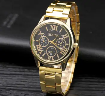 

100pcs/lot Watch Men Women Unisex Geneva Brand Hot Fashion Alloy Strap Quartz Watch Women Male Clock Relogio Masculino Wholesale
