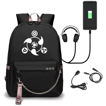 

NARUTO Sharingan USB Charge Backpack Fashion New Pattern Travel Rucksack Students Boys Girls School Bag Teen Men Mochilas