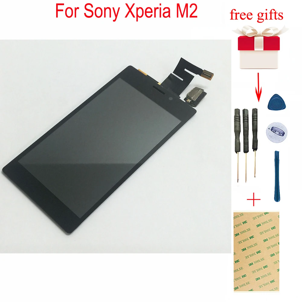 Pаспродажа Для sony Xperia M2 D2303 ЖК дисплей Дисплей кодирующий преобразователь сенсорного экрана в сборе для S50H D2302 D2305 D2306