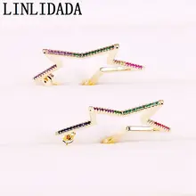 3 пары серьги «Радуга» красочные ювелирные изделия золото/серебро Модные CZ цирконий заклепки в виде звезд Серьги