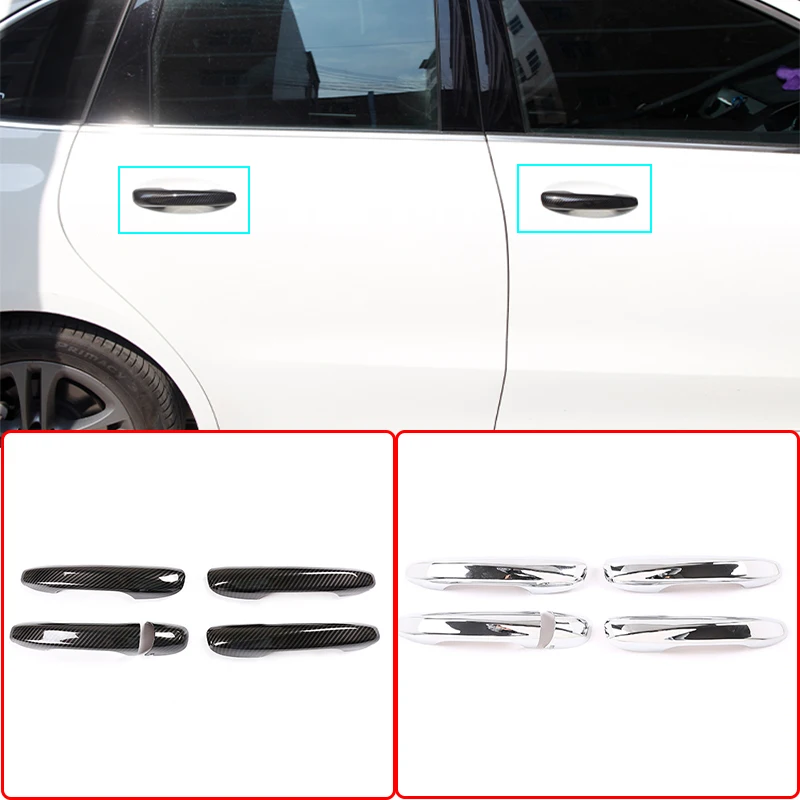 

For Mercedes Benz A B C E GLC Class W205 W213 W177 W247 X253 Accessories Carbon Fiber ABS Chrome Door Handle Cover Trim