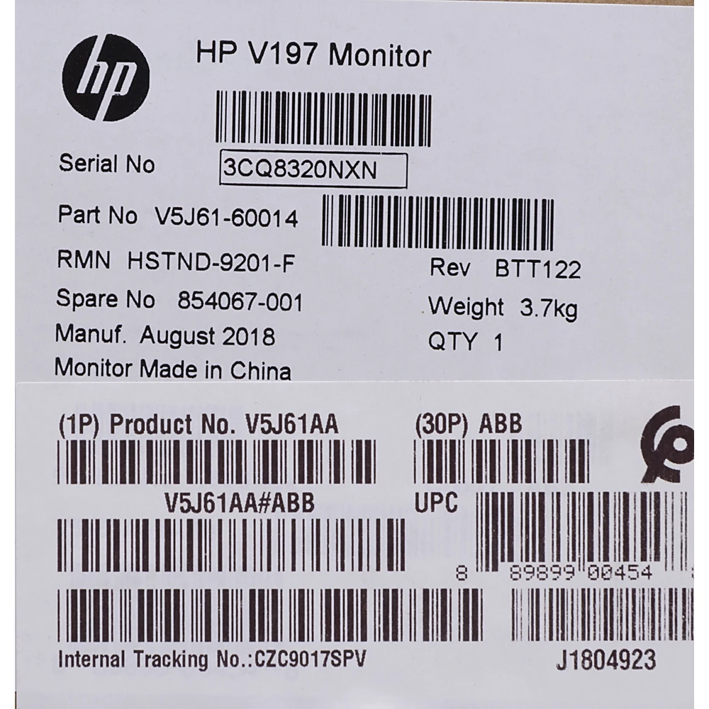 Монитор HP 18.5" V197 черный TN LED 5ms 16:9 DVI Mat 200cd
