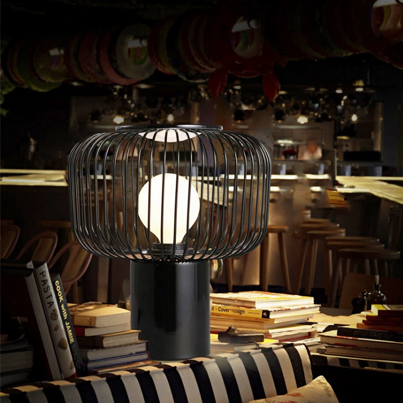 Nordic Iron Cage Table Lamp Loft Industrial Standing Desk Lights Bedroom Bedside Modern Led Light Fixtures Luminarias Home Decor Nordic Iron Cage Table Lamp Loft Industrial Standing Desk Lights Bedroom Bedside Modern Led Light Fixtures Luminarias Home Decor