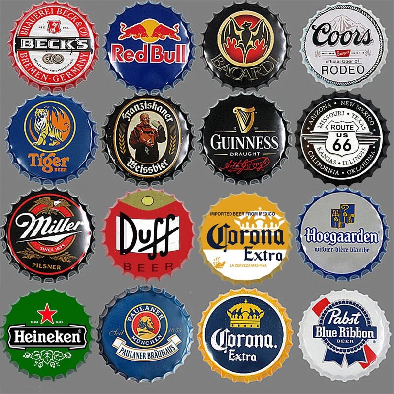 Famous Beer Brand Print Plate Painting Metal Tin Sign Hanging Craft Cap Signs Bar Pub Club Home Decor Man Cave Wall Plaques | Дом и сад