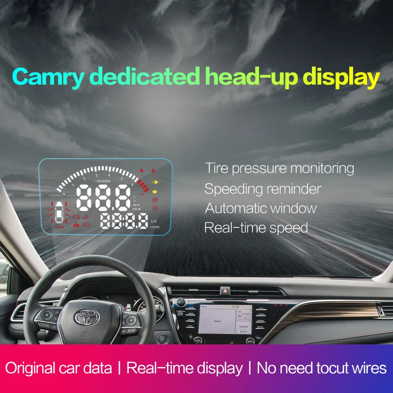 Автомобильный HUD OBD2 с полнофункциональным головным дисплеем для Toyota Camry 2018 левый