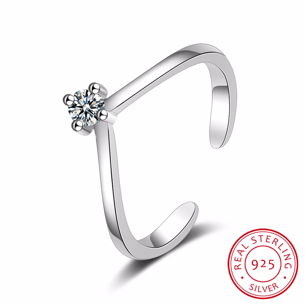 Fashion 100% Real 925 Sterling Zirconia Crown Finger Ring Classic Stackable Silver Jewelry For Women Wedding Christmas Gift | Украшения и