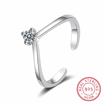 

Fashion 100% Real 925 Sterling Zirconia Crown Finger Ring Classic Stackable Silver Jewelry For Women Wedding Christmas Gift