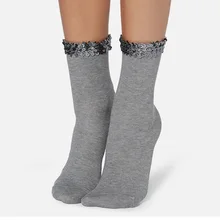 Женские шикарные носки с пайетками ручной работы. Шикарные однотонные короткие носки. Женские Серебристые короткие носки с блестками, короткие носки, женские Чулочные изделия