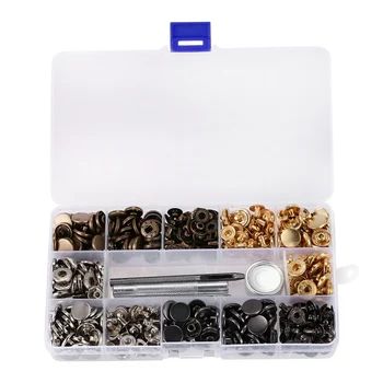 

120 Pcs 4 Colors Snap Fasteners Leather Snaps Button Kit Jeans Press Studs with 4 Pieces Fixing Tools, 12.5 mm In Diameter