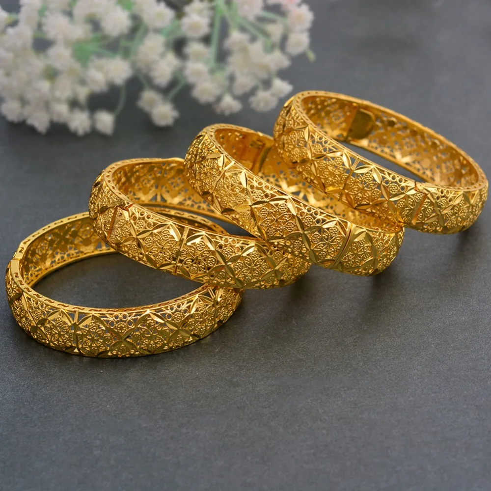 WANDO New Fashion lady Luxury Gold Color Jewelry Bangles Ethiopian African Women Dubai Bracelet Party wedding Gifts