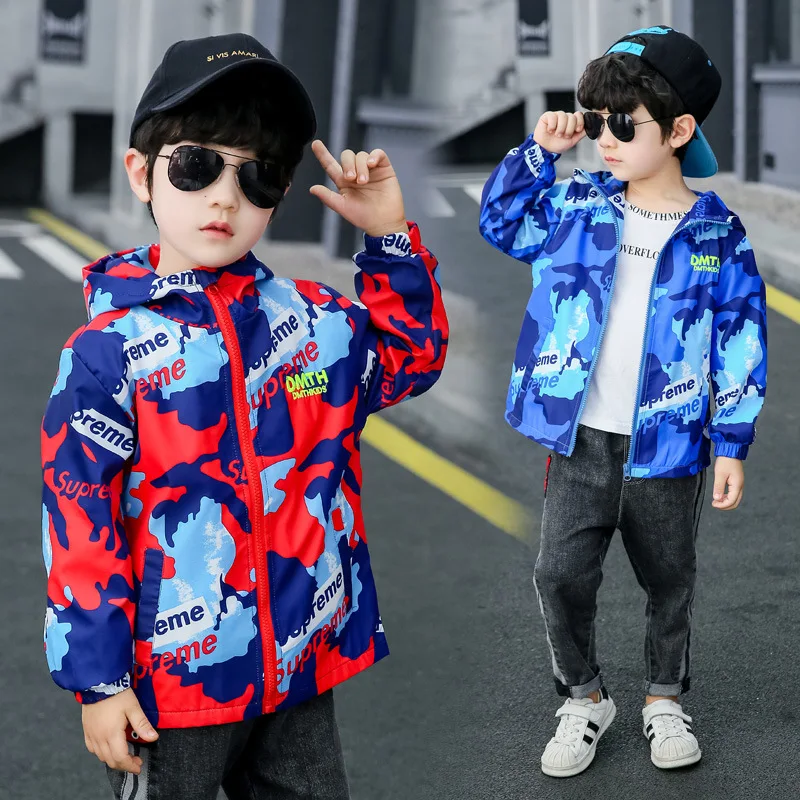 

BOY'S Camouflage Trench Coat Coat Spring And Autumn 2020 Big Boy Three-in-One Raincoat Jacket Childrenswear