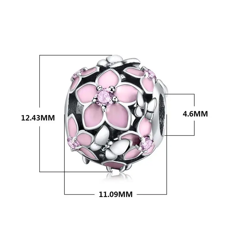 DALARAN, 925 пробы, серебряный, розовый цветок Bufferfly, очаровательные бусины, подходят к оригинальному браслету Pandora, сделай сам, женская мода, серебро 925, ювелирные изделия