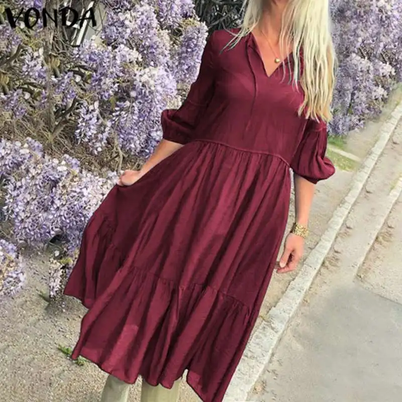 VONDA Summer Dress Women Bohemian Maxi Long Dress 2020 Female Casual Long Robe Holiday Beach Sundress Plus Size Vestidos S-5XL VONDA Summer Dress Women Bohemian Maxi Long Dress 2020 Female Casual Long Robe Holiday Beach Sundress Plus Size Vestidos S-5XL