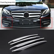 4pcs Front Fog Lamp Cover Trim ABS Chrome Grille Grill Slats Cover Trim For Mercedes-Benz Grade E W213 E200 E300L