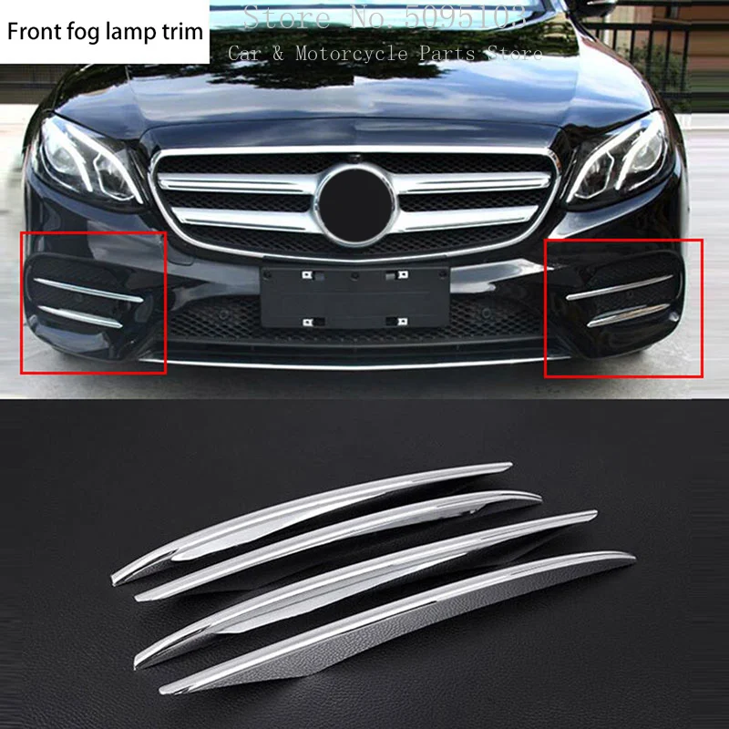 

4pcs Front Fog Lamp Cover Trim ABS Chrome Grille Grill Slats Cover Trim For Mercedes-Benz Grade E W213 E200 E300L 2016-2017