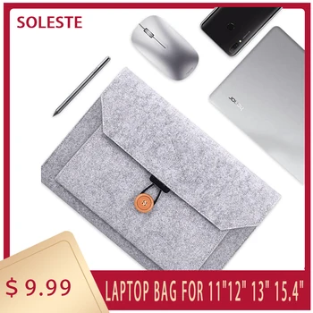 

Wool Felt Laptop Sleeve Bag Women Resistent Solid Liner Bag for Apple Macbook Air Pro Retina 11 12 13 15.4" Laptop for HP Dell
