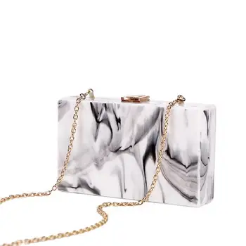 

18x10CM New Marble Acrylic Box Bag Shoulder Bags Women Messenger Chain Dinner Bag Clutch Bag a6111