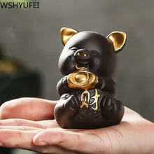 Lucky Pig tea украшения для домашних животных бутик может выражать фиолетовый песок чай, чтобы играть может выражать Чай Аксессуары Зодиак Свинья благоприятный ювелирные изделия