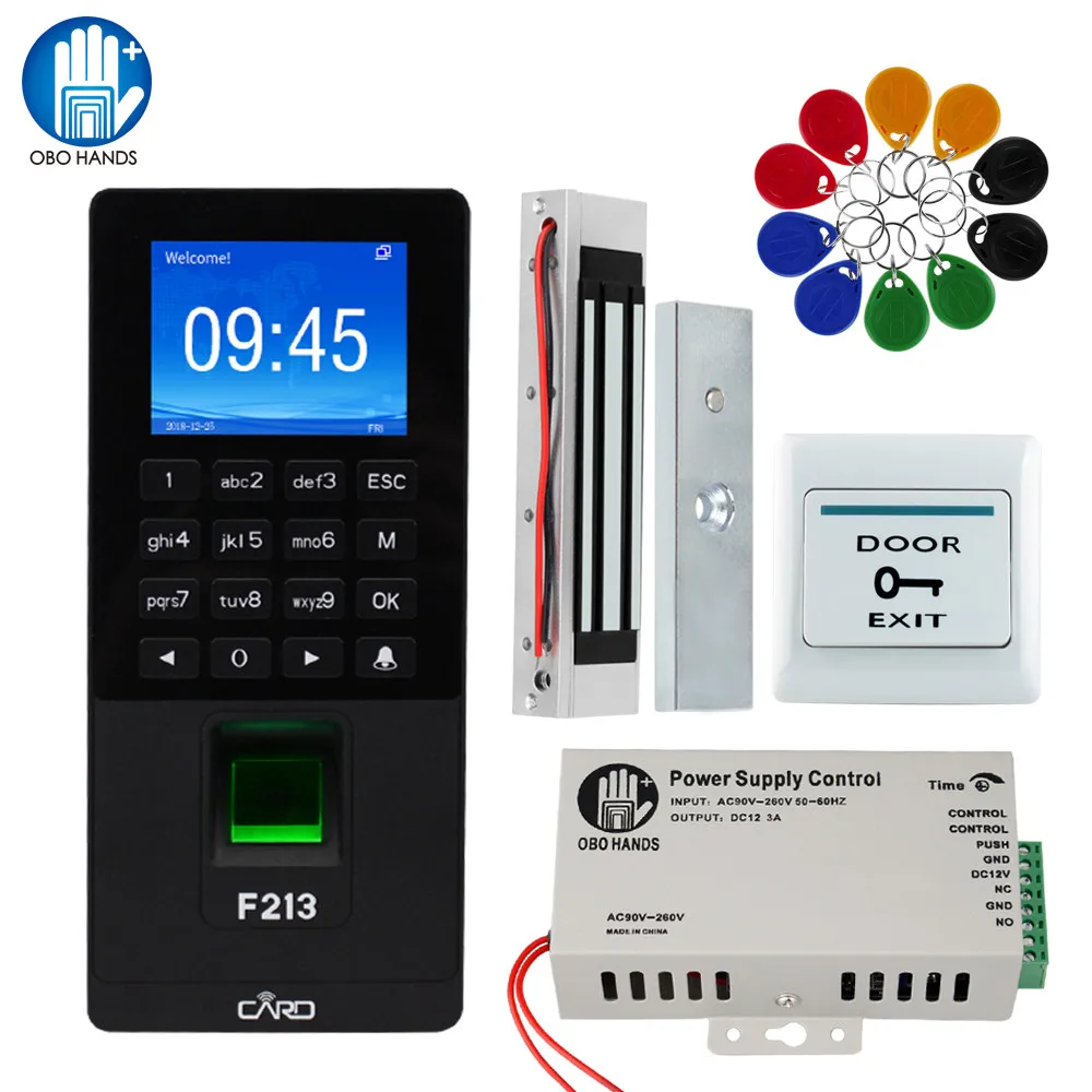 TCP/IP/USB RFID Fingerprint Access Control System Biometric Software Frame Glass Door Set Electronic Magnetic/Strike/Bolt Lock |