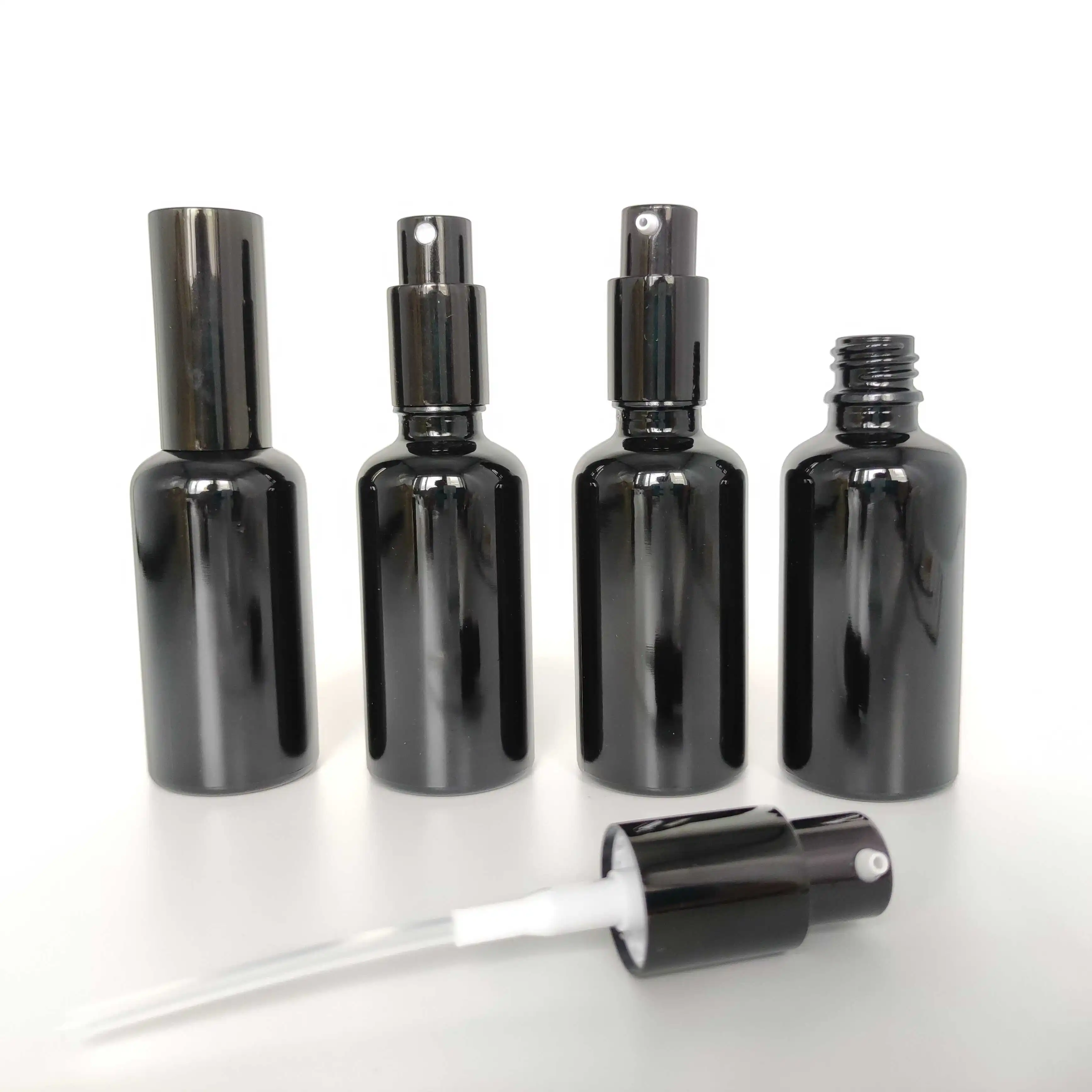 Wholesale 5ml 10ml 15ml 20ml 30ml 50ml 100ml Glossy Black Essential Oil Serum Glass Dropper Bottle With Bamboo Aluminum Cap 50pcs lot 5ml 10ml 15ml 20ml clear glass dropper bottle essential oil display vials serum perfume sample test cosmetic container