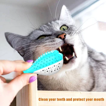 

Fish Shape Cat Toothbrush Refillable Catnip Simulation Fish Teeth Clean Pet Chew Toy YU-Home
