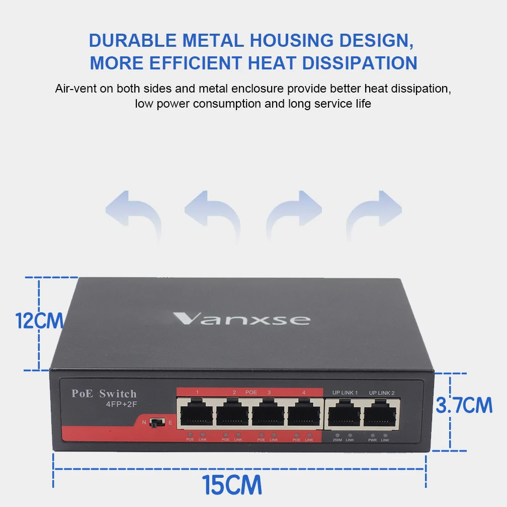 Uvusee 6 портов Быстрый Ethernet PoE коммутатор коробка с 1 Rj-45 Uplink и 1 NVR порт для IPTV, ip-камера, VoIP телефон, WiFi AP