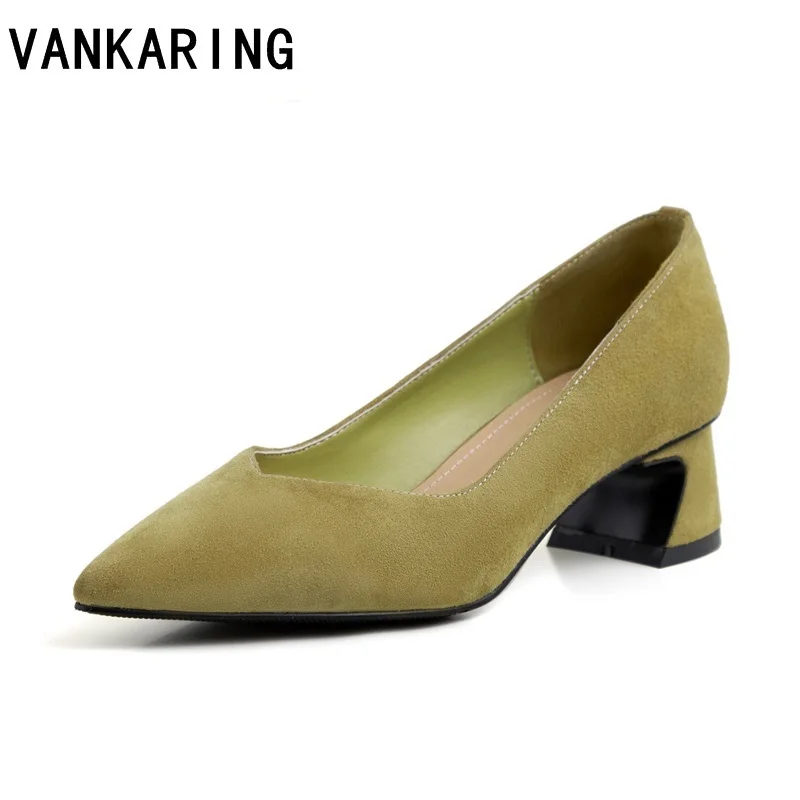 

square high heels sexy pointed toe pumps shoes women sheepskin leather V mouth casual office lady OL shoes spring summer shoes