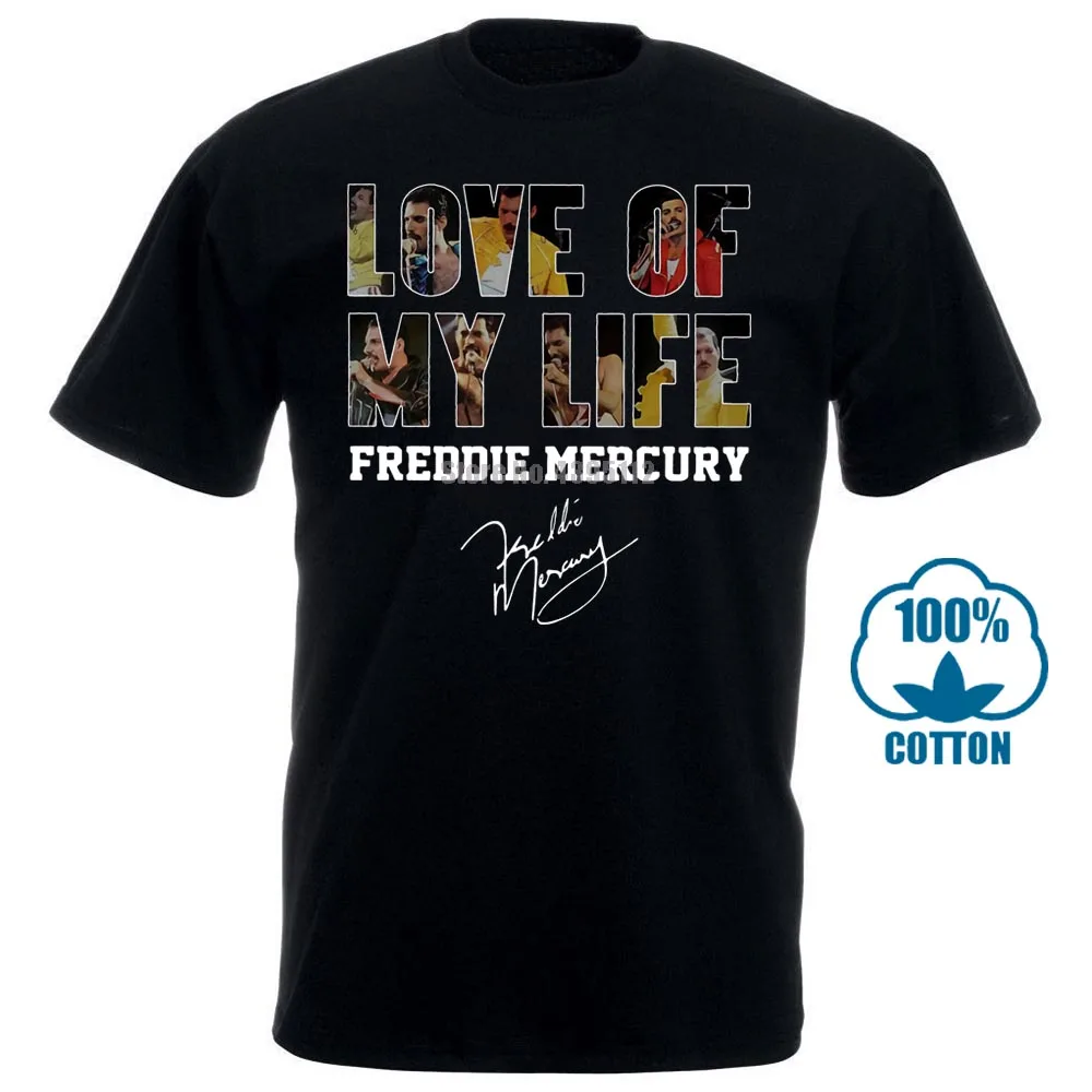 Черная хлопковая футболка с надписью Freddie Mercury Love Of My Life S 3Xl | Мужская одежда
