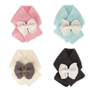 

Fashion Cute Bowknot Baby Girls Scarf Princess Winter Warm Knitting Wool Neck Warmer For Children Bow Knot Fashion Neck Scarf