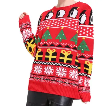

Women's Pullover Christmas Sweater Top Round Neck Loose Long-sleeved Pullover Sweater Sweater Autumn Female Round Neck New 2020