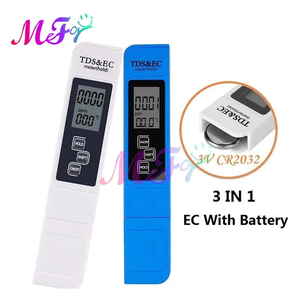 3 in 1 Digital Water Quality Tester TDS EC Meter 0-9999ppm Range LCD Water  Purity Temperature Meter Tester for Pool Aquarium