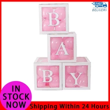 Conjunto de globos transparentes para Baby Shower, caja blanca de 4 piezas con letras para regalo, decoración para fiesta de cumpleaños