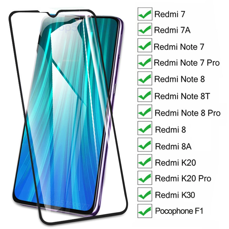 Защитное стекло 15D для экрана Redmi 8 8A 7 7A K20 K30 Xiaomi Pocophone F1 Note 8T Pro закаленное пленка