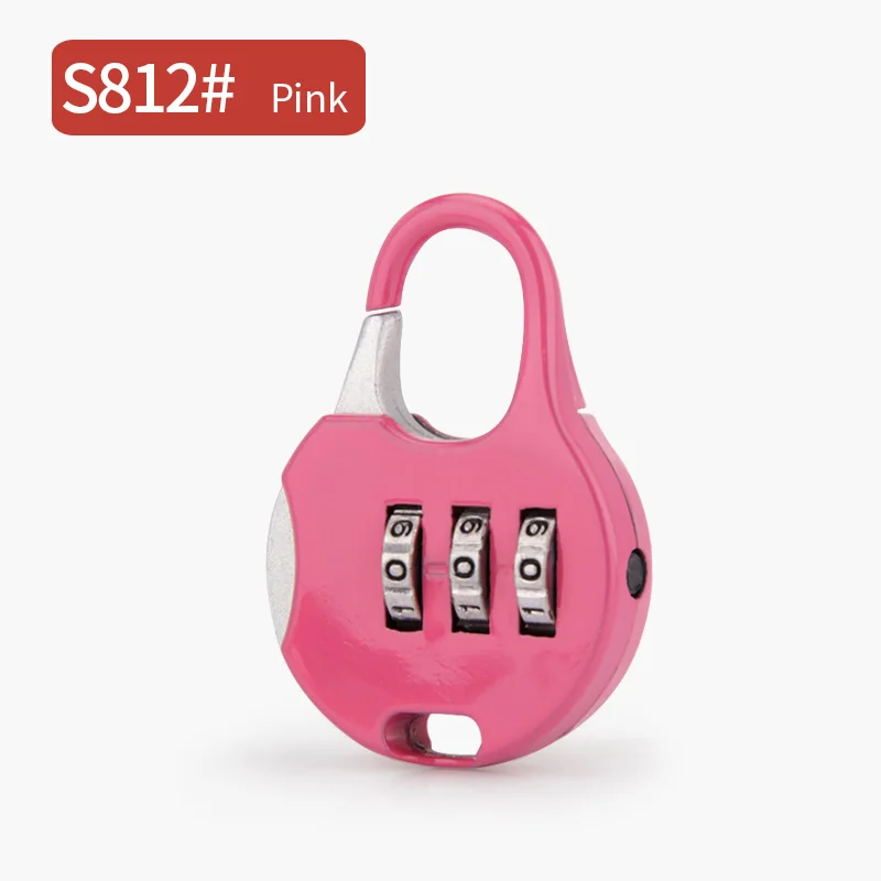 Замок для багажа с кодовым замком безопасный одобренный трехзначный замок для сумки на плечо, коробки для файлов, кодовый замок - Цвет: S812 pink