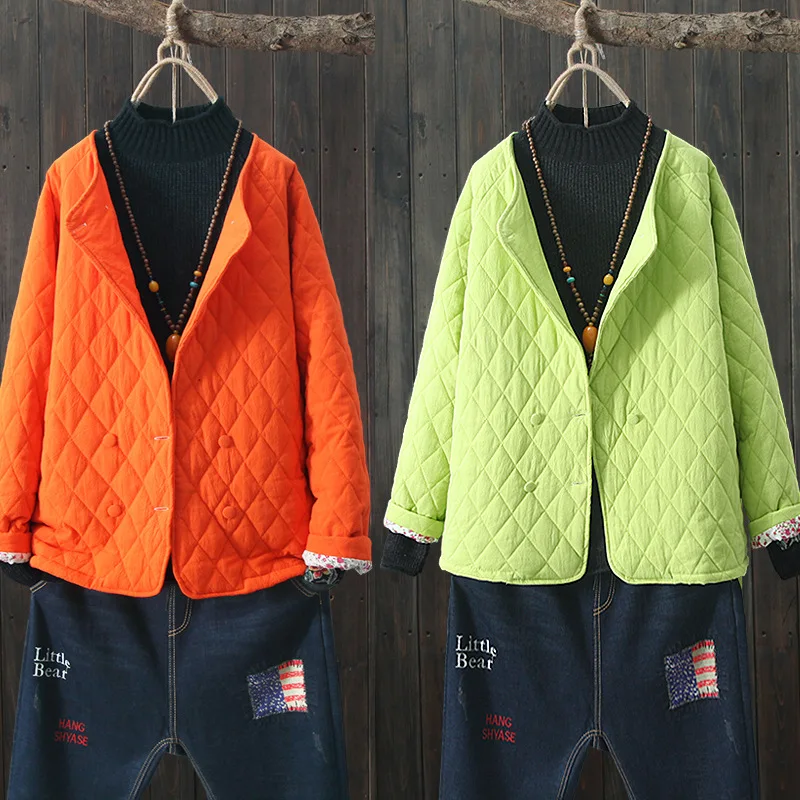 

Mori Girl Line Retro Cotton-padded Clothes Short Coat 2017 Winter New Style Literature And Art Cotton Linen Padded Thick Warm Co