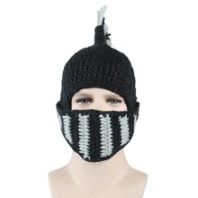 2021  Winter Roman Knight knitted hat Hand knitted wool hat personality mask crown Gladiator hat Warm and cold hat1902