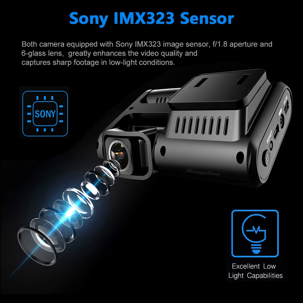 Aiba J07 WIFI GPS WDR Dash Cam Sony Двойная камера Автомобильный видеорегистратор Камера Full HD
