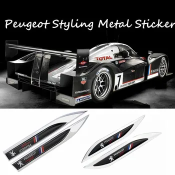 

2pcs Car Stickers Side Fender Metal Decal Styling For Peugeot 206 208 308 408 508 108 207 307 407 507 107 306 2008 3008 4008