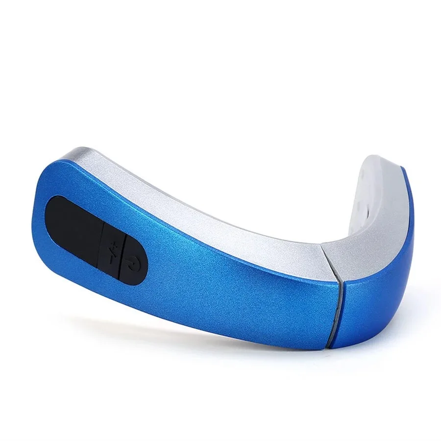 Интеллектуальное голосовое устройство для лифтинга лица TENS низкочастотная инфракрасная Магнитная терапия V массажер для лица складной портативный уход за кожей - Цвет: Синий