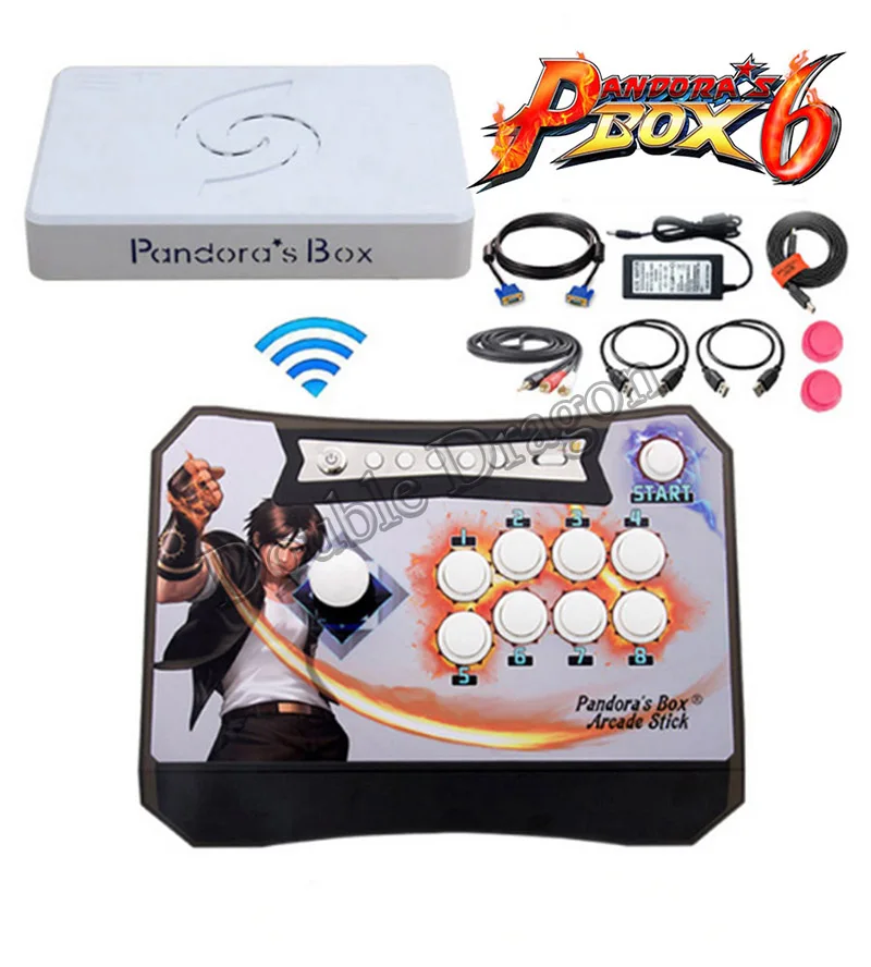 Black EU Plug Аркадный контроллер комплект Pandora Box 6 1300 Беспроводная аркадная палка 1300 в 1 HDMI VGA USB для ТВ PS3 PC Поддержка FNA MAME PS1 3d игры - Цвет: Black EU Plug