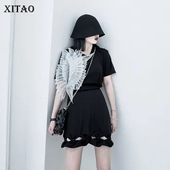 

XITAO Original Sense of Design Solid Embroidery Casual Personality Dress Pullover 2020 Summer Small Fresh Women Dress DMY4853