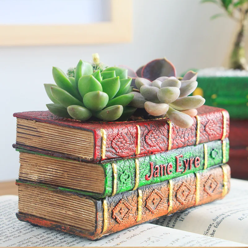 European Retro Suitcase Succulents Flower Pot Creative Personality Resin Small Micro-landscape Decoration Ornaments | Дом и сад
